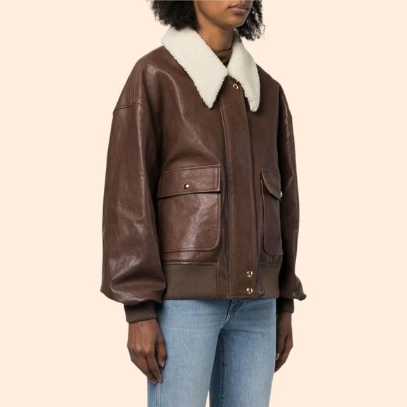 Khaite Brown Shellar Leather Jacket - Picture 1 of 15